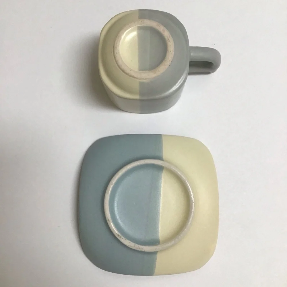 Japanese Pottery Espresso Coffee Cup & Saucer Tea Cup Mod Cherry Blossom Floral